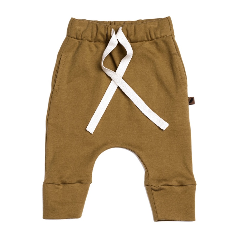KidWild Organics Drawstring Pants Curry 18-24 M